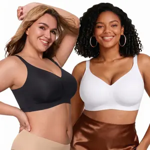 CORLIX Jelly Bra Wireless Wirefree No Underwire Bra, Push Up Minimizer Seamless Full Coverage T-Shirt Underwear for Women, Adjustable Straps Minimalist Smooth Yarn Soft All Day Comfort Basic Lady Wireless Bra