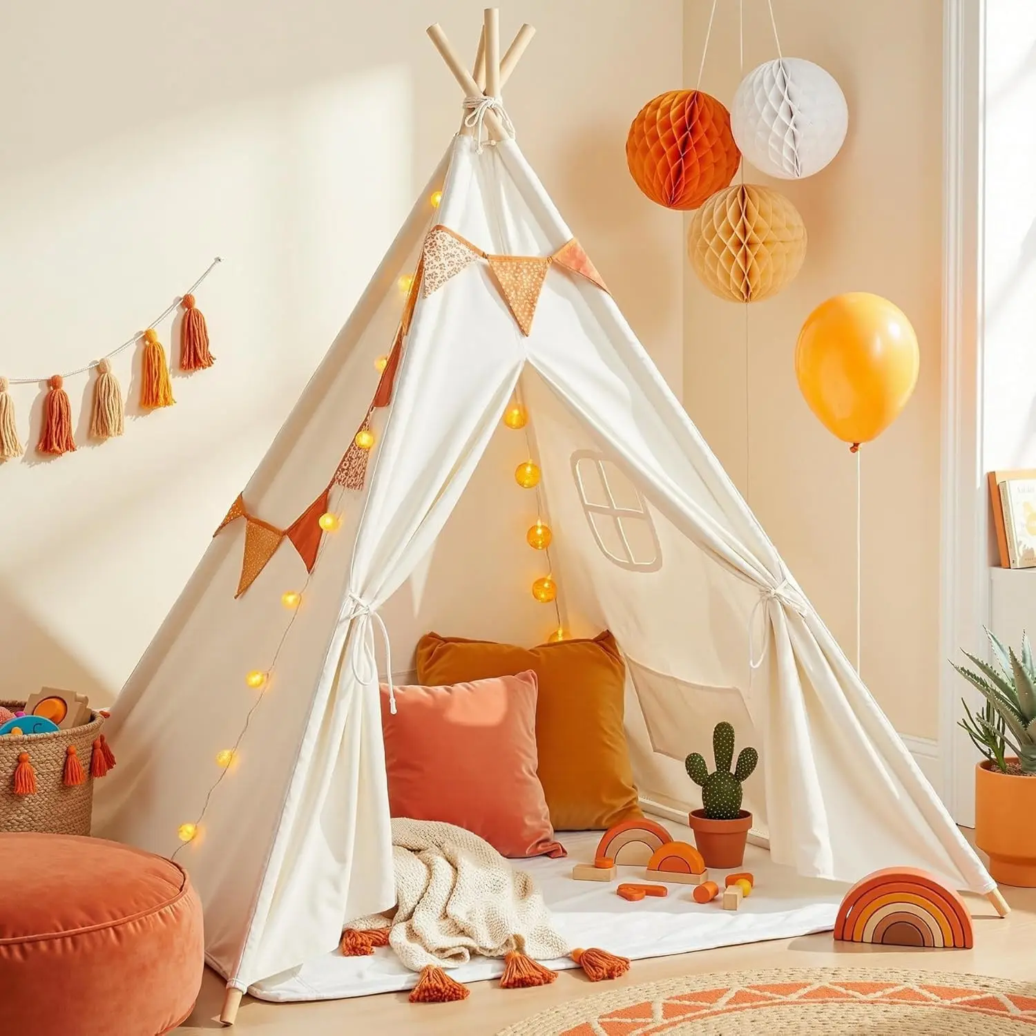 Kids Teepee Tent for Girls or Boys with Carry Case, Foldable Play Tent for Toddler Suitable for Indoor and Outdoor Play, Portable Kids Playhouse Children Tent (Mat not Included)