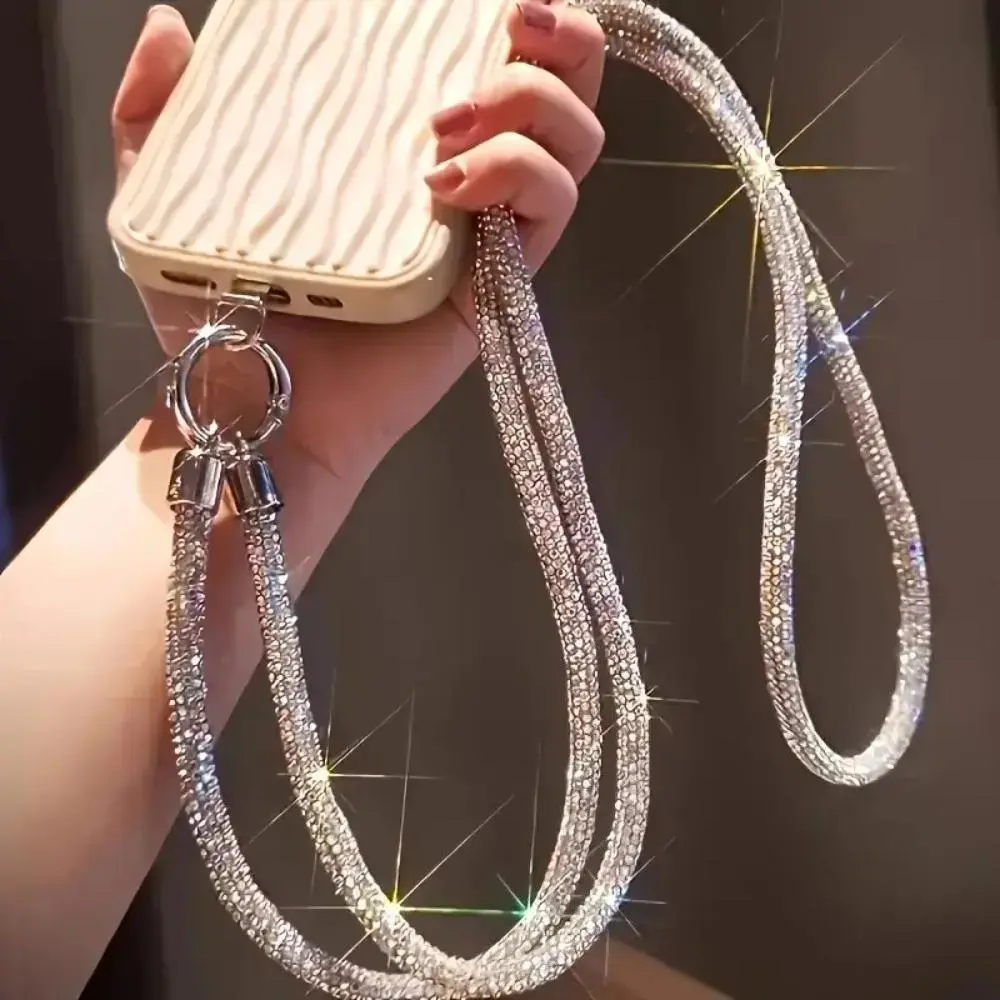Shiny Aesthetic Detachable Luxury Rhinestone Mobile Crossbody Phone Lanyard, Adjustable Multi-Functional Shoulder Strap Bag Accessory for Smartphones & Handbags