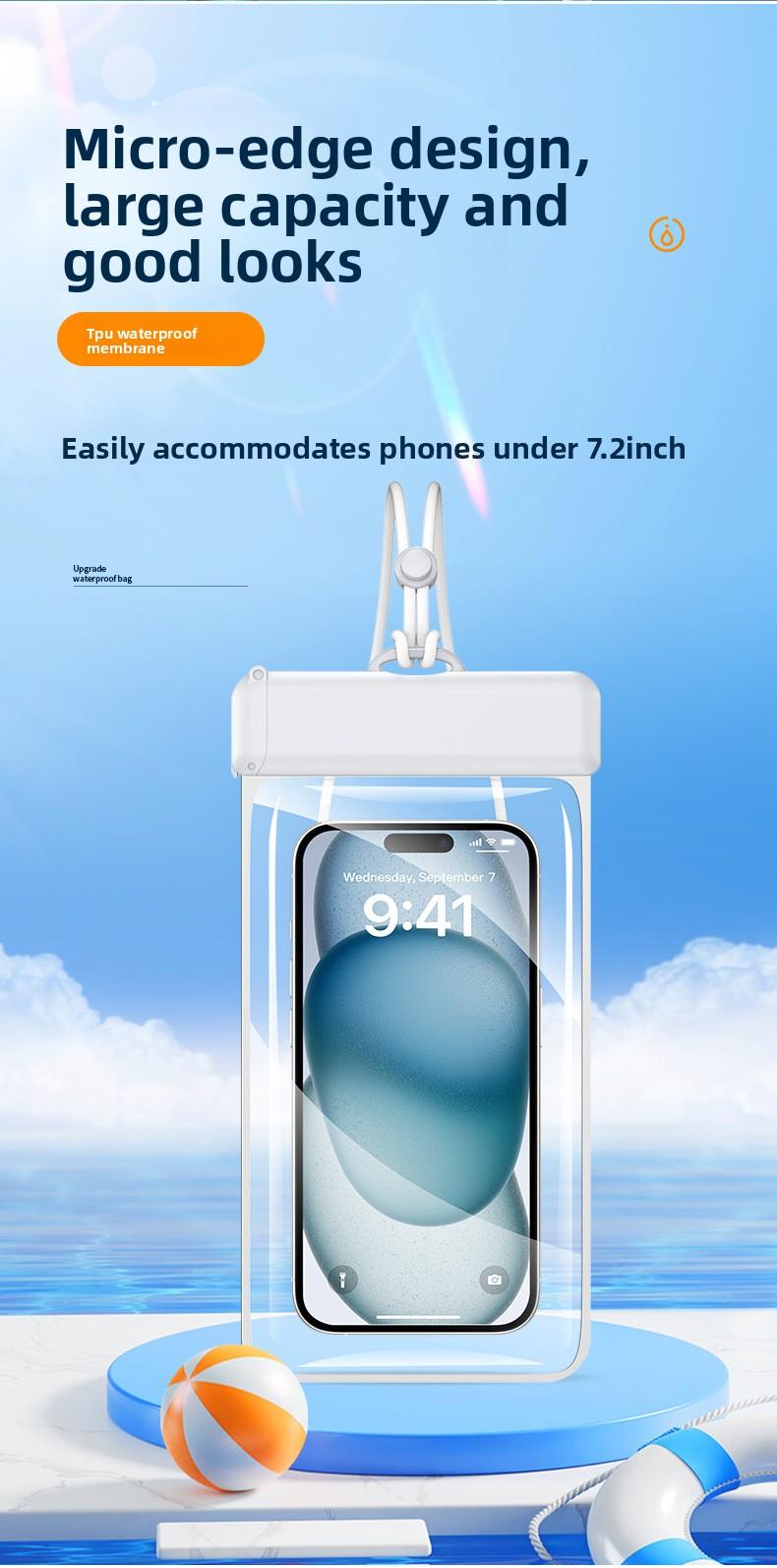 Mobile phone waterproof bag, touch screen diving cover, swimming takeaway rider special hot spring dust bag, waterproof mobile phone cover