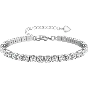 Tennis Bracelet for Women 14K Gold Plated Cubic Zirconia Classic Bracelets 3/4/5MM Silver Bracelet Jewellery Gifts for Women