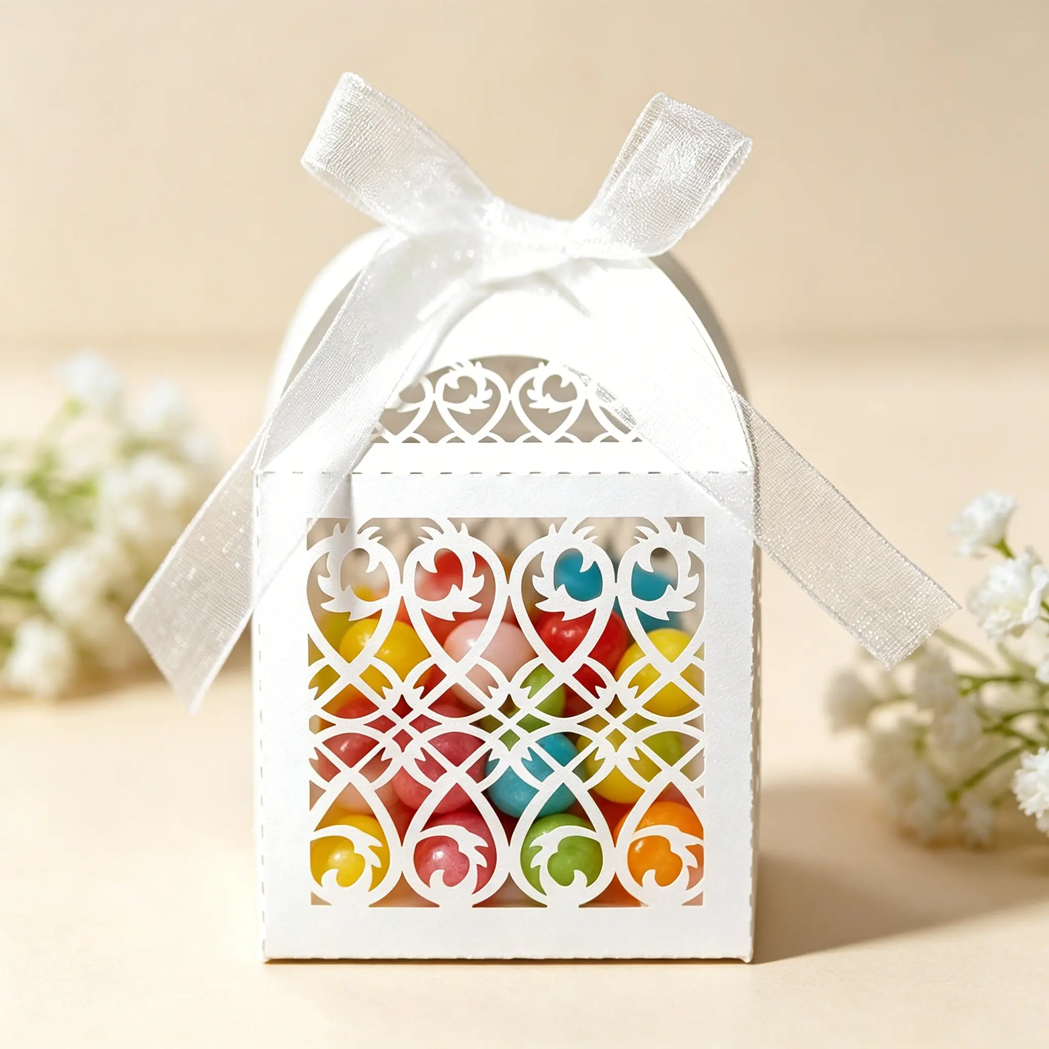 European Style Laser Cut Candy Box, Elegant Gift Box for Weddings Birthdays Parties, Multiple Colors Available, High-End Sweet Treat Container