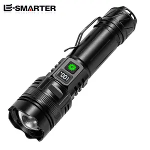 Outdoor Ultra-bright Long-distance White Laser Flashlight, 1 Waterproof Zoom Flashlight with 1 26650 Battery & 1 Charging Cable, Power Display Flashlight