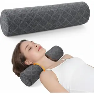 Memory   Roll Pillow  Support Pillows for Sleeping 3.9in H Small Round Circle Pillow Cylinder Pillows for     Yoga  Relie(Gray, Medium 3.9" H)