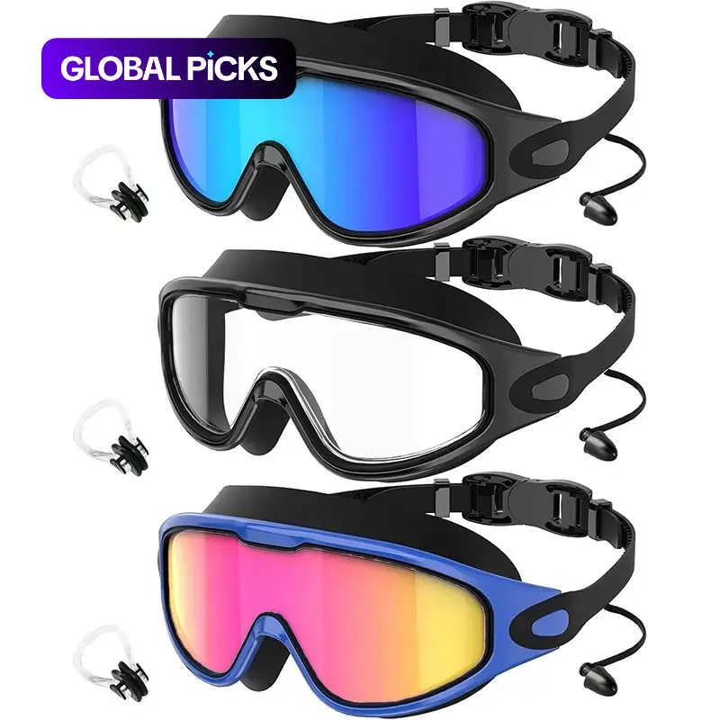 Adult Swim Goggles, 3-Pack Wide View Anti-Fog & UV Swimming Goggles, Leak-Proof Swim Glasses for Men, Women & Kids, Swimming Accessories #GLOBAL PICKS