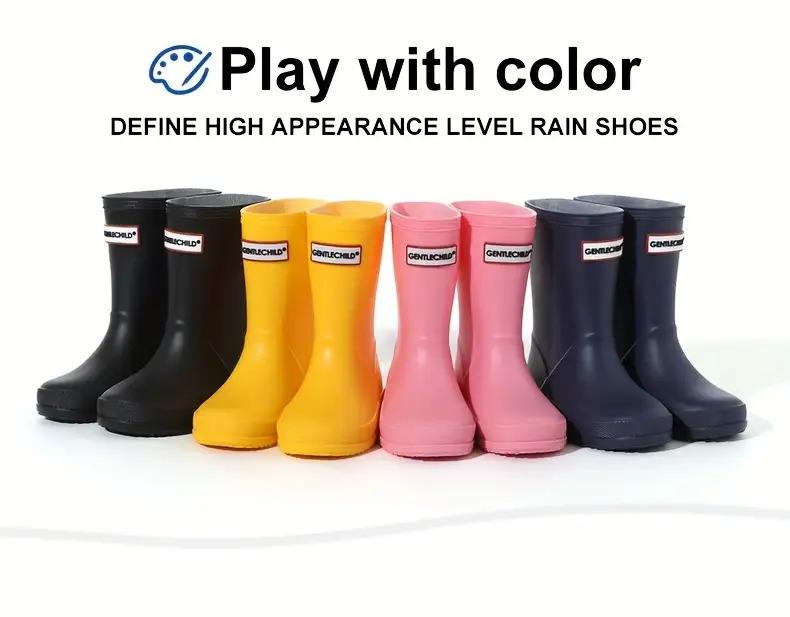 [Soft Rubber Rain Boots] Lightweight Rain Boots |           Boys Outdoor Simple Boots 2-8 Years Old Kindergarten Students Soft Non-Slip All-Season High-Quality Shoes School Day Camping Beach Garden Play Integrated Design Keep Feet Dry