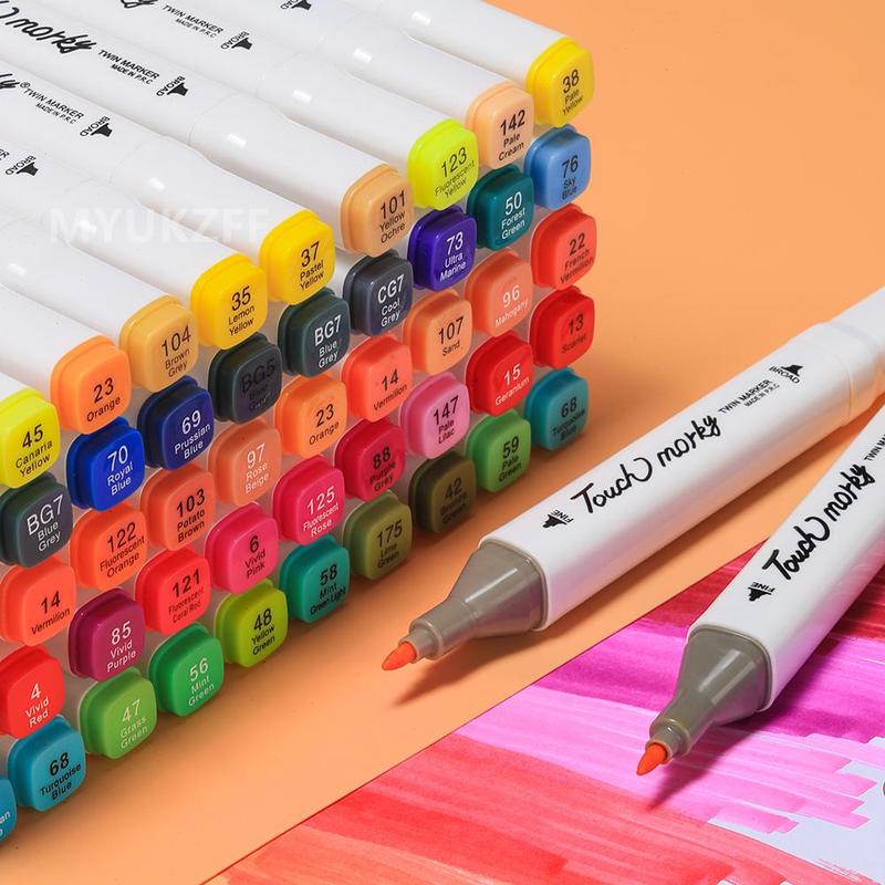 Dual Tip Art Marker Set, 1 Set Alcohol Markers Set, Environmentally Friendly Material for Coloring, Drawing, Blending and Sketching, Outlining, Coloring Book Markers
