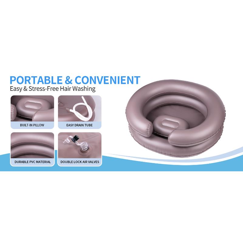 Large Portable Inflatable Hair Washing Basin for Bedridden - Wash Hair in Bed with Inflatable Shampoo Bowl.Hair Washing Basin for Elderly,Disabled,Injured,Ideal Inflatable Sink for Locs Detox