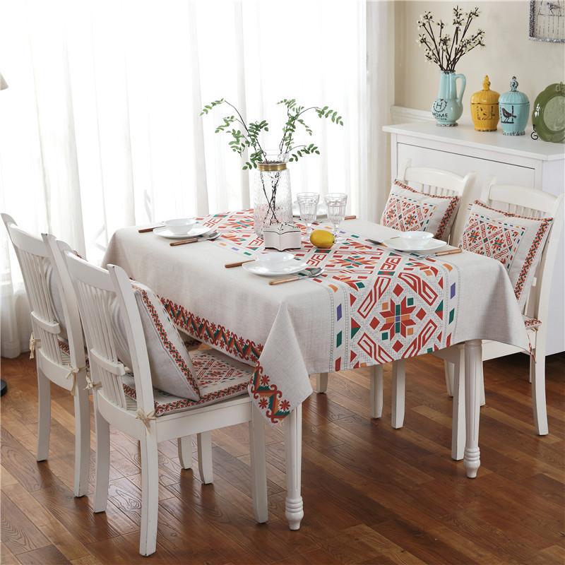 Imitation Linen Dining Chair Cushion, Seat Pad, Backrest Cushion, Pillowcase, Tablecloth, Multi-Purpose Cover Towel