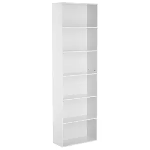 6-Tier Tall Bookcase for Office – Industrial Bookshelf – Slim & Narrow Design – Rustic Brown Wood – Sturdy Modern Organizer
