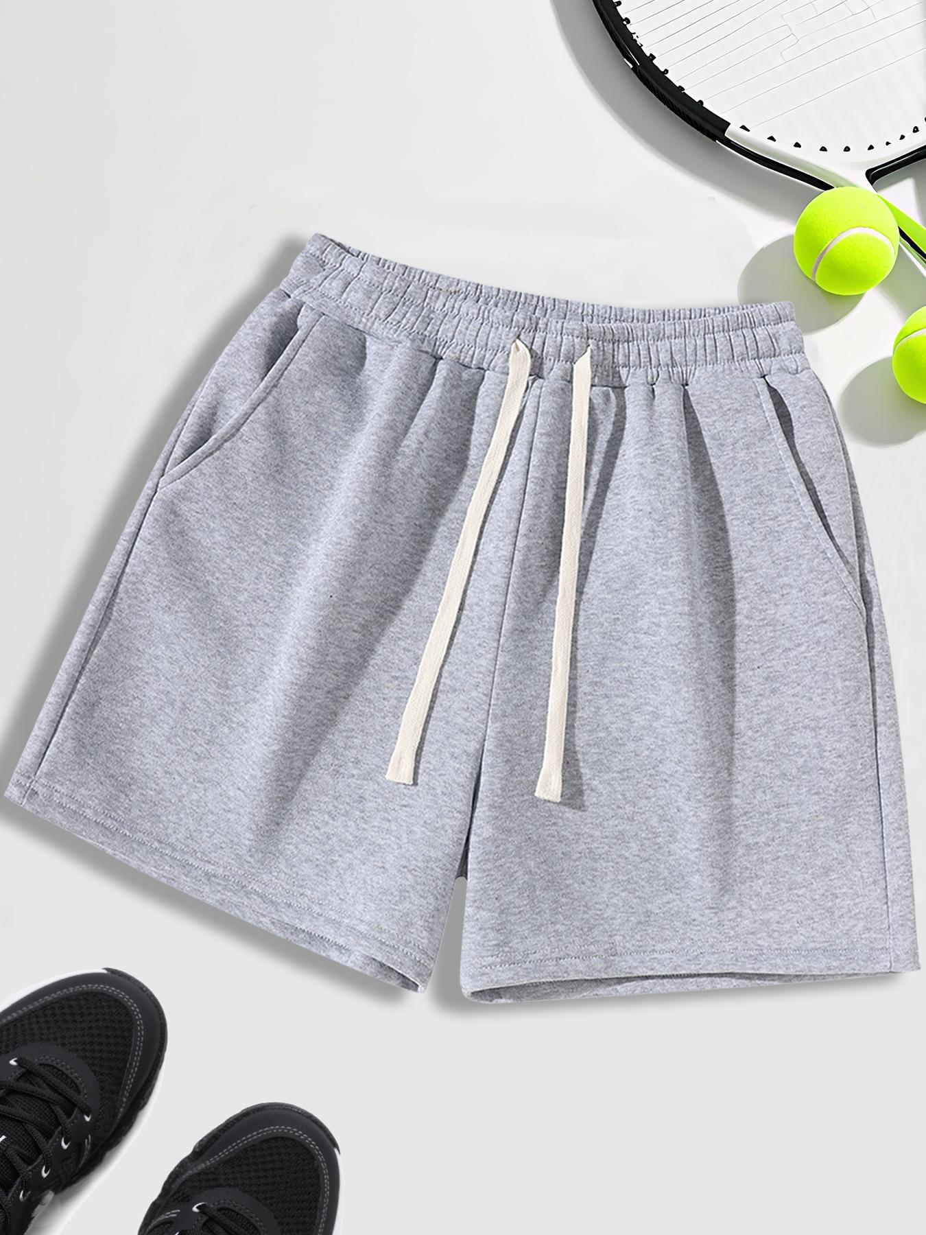 Unisex Drawstring Waist Shorts, Athleisure Casual Shorts, Soft Comfortable Solid Color Basic Style, Suitable for Casual Sports Outdoor Activities