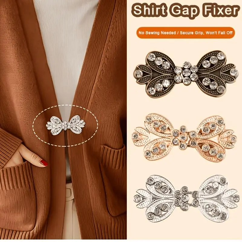 3pcs/Set Multi-Color Bow Tie - Studded Clothing Clips - Collar/Scarf Metal Decorative Fasteners, Stylish Multi-Functional Apparel Accessories