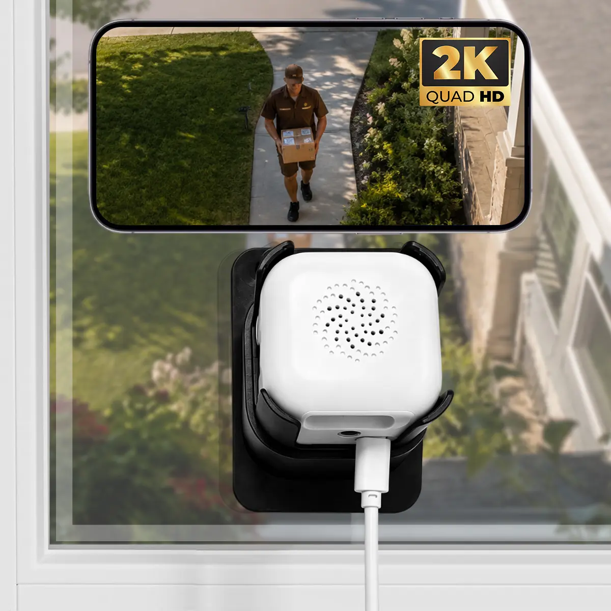 2K ring camera, indoor security camera, Home security cameras, Two-way communication, human body detection, Free punching installation, window sticking, suitable for family security, infant monitoring.