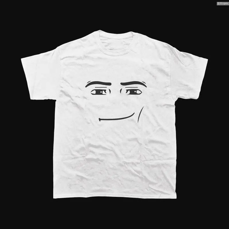 Women's 100% Cotton Short-Sleeve Crew Neck Casual Golf T-Shirt - Roblox Man Face Meme Funny Top, Classic Vintage Collection, Gamer Gift