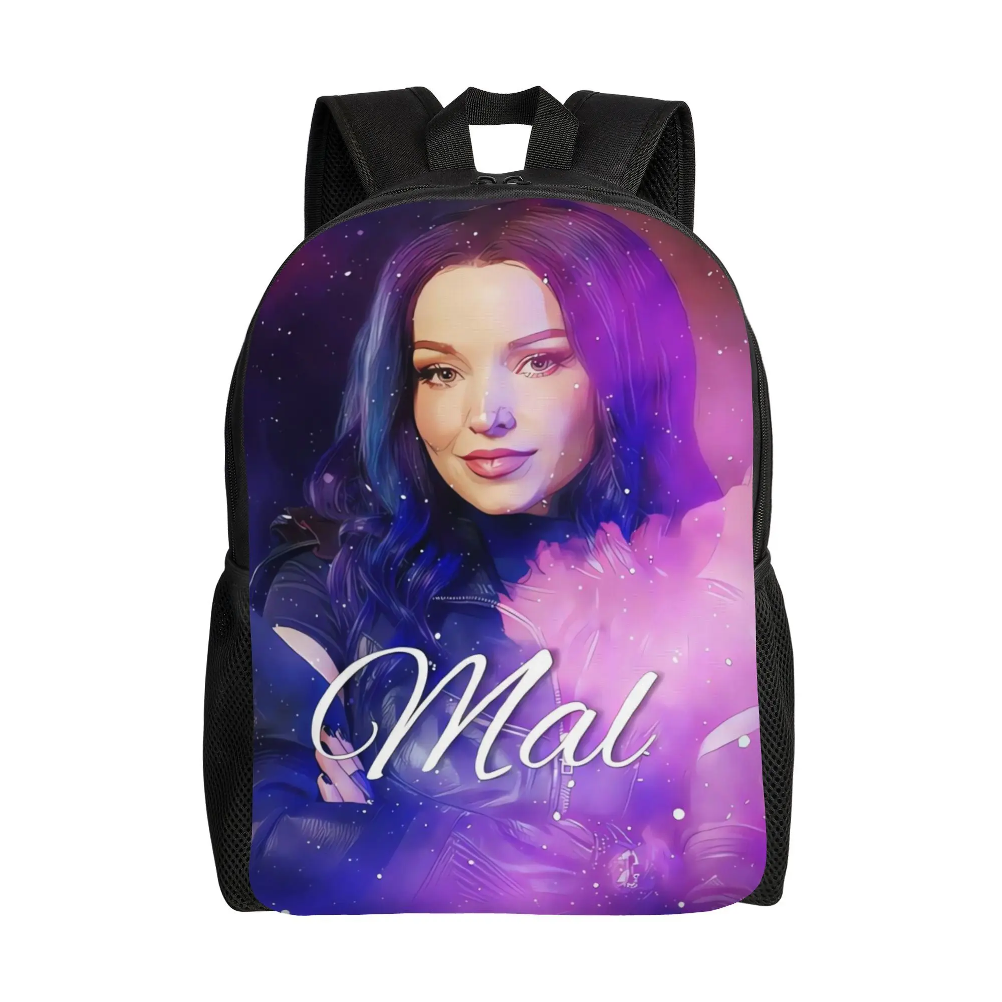 Mal Purple Queen Descendants 3 Women's Casual Chic Cartoon Character Polyester Bag, Lightweight Zip Backpack with Single Pocket, Easy to Match, Comfortable for Campus Life & Short Trips (School & Office Supplies for Youth), Sweet