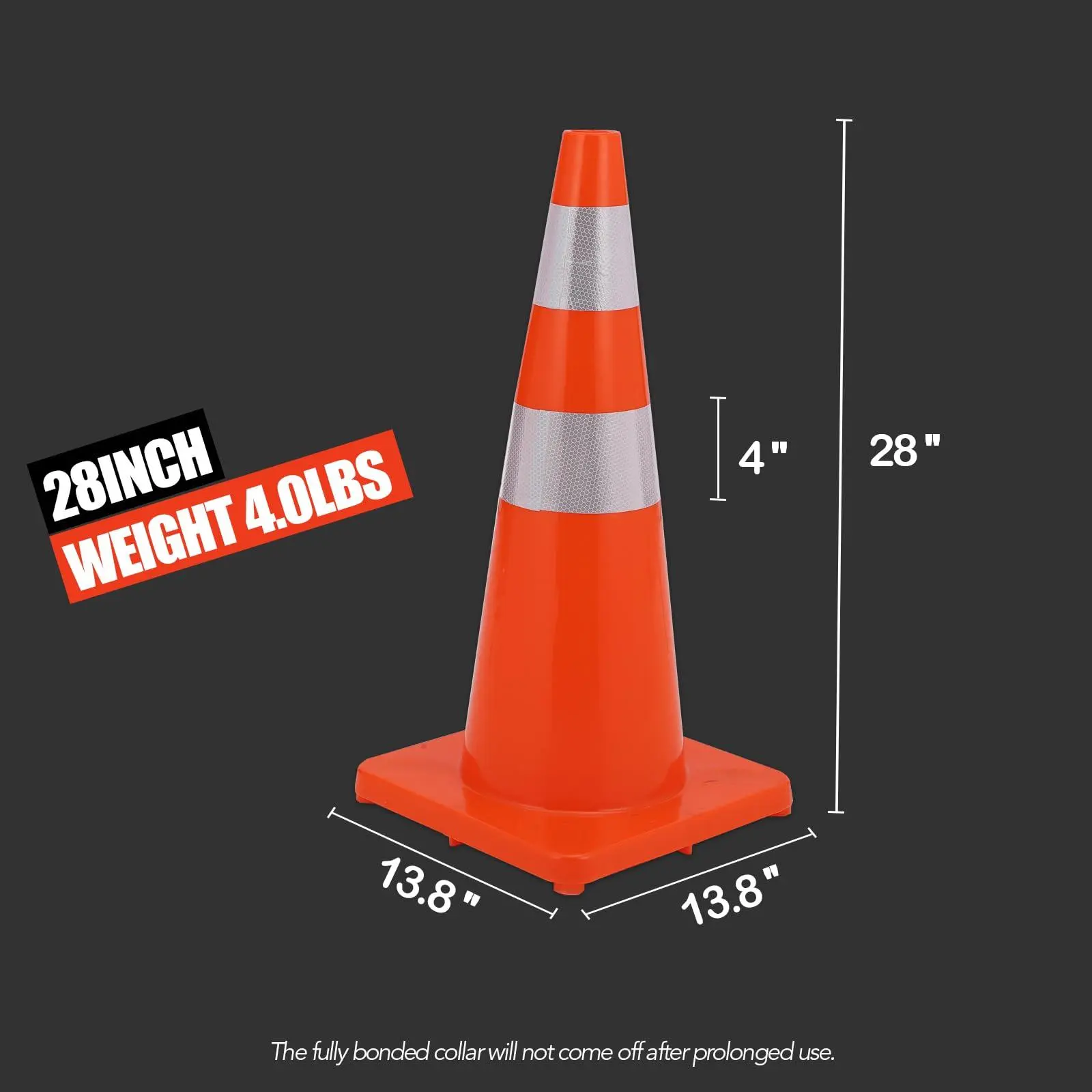 Garvee Traffic Cones with Reflective Collars, Safety Road Parking Cones PVC Base,Orange Construction Cone for Traffic Control, Driveway Road Parking