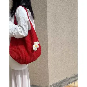 Crochet Beach Tote bag Summer Beach Bag for Women Aesthetic Mesh Tote Bag Hippie Bag Knit Bag