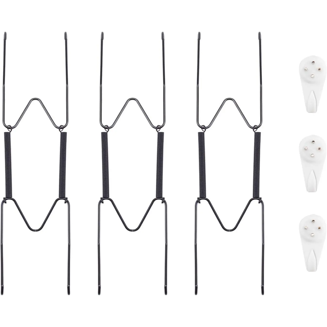 Bilillo Plate Hangers Black for 8-10" Plates 3 Pack | Stainless Steel, Invisible Heavy Duty Wire, With Wall Hooks, For Displaying Plates, Platter, Dish, Decorative Plate