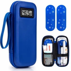 Insulin Cooler Travel Bag with Temperature Display - Refrigerated Medicine Cooling Case, Includes 2 TSA Approved Ice Packs & Pen Organizer 01