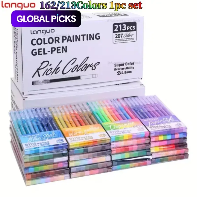 Languo 213‑Piece Drawing Gel Pen Set with 0.6 mm Tips, Rich Large‑Capacity Ink Pens for Office, Painting, Diary, DIY Art and Art School Supplies, Artist Drawing Pens, Art Sets and Art Supplies #GLOBAL PICKS