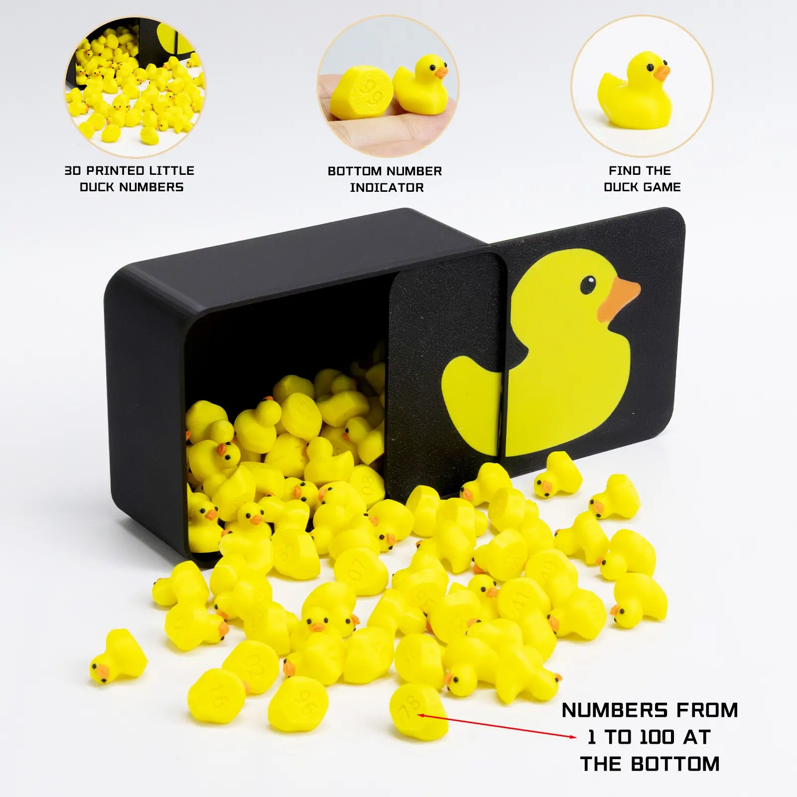 100 Pcs Numbered Duck Game Set, Interactive Lottery Party Props, Digital Duck Hunt Game, Party Atmosphere Enhancer