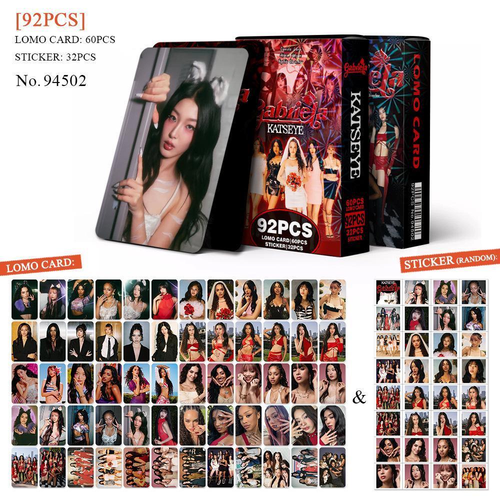 92Pcs/Set Kpop Idol KATSEYE New Album BEAUTIFULCHAOS Lomo Cards LARA DANIELA HD Printd Photocards Stickers MANON MEGAN Fans Gift
