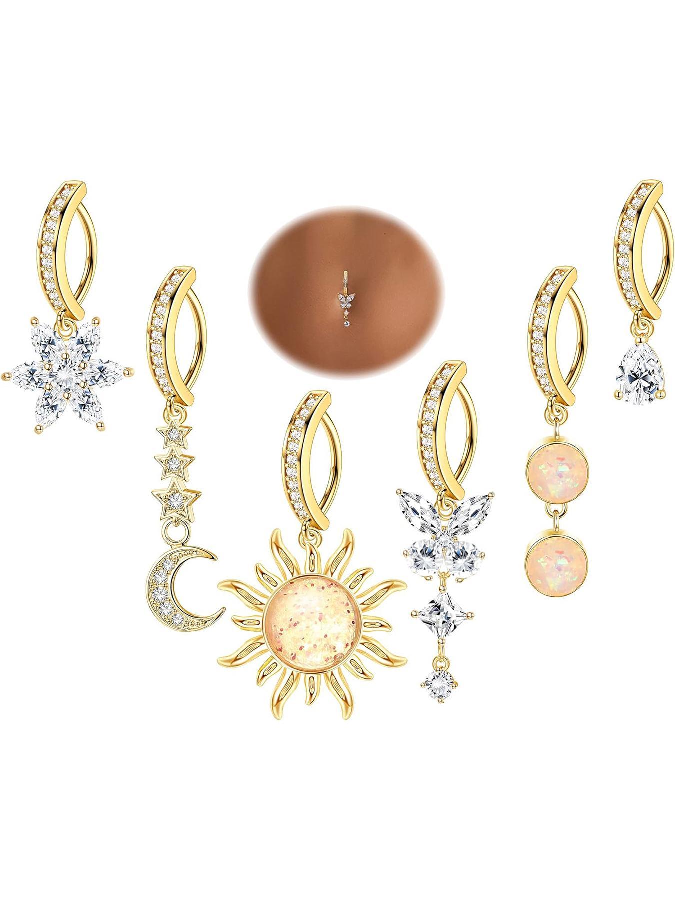 Women's Elegant Rhinestone Decorated Belly Ring, Exquisite Trendy Flowers Butterfly Design Belly Button Rings, Belly Hoops, Navel Piercing Jewelry, Fashionable Body Piercing Jewelry, Body Jewellery for Women & Girls Women's Elegant Rhinestone Decorated Belly Ring, Exquisite Trendy Flowers Butterfly Design Belly Button Rings, Belly Hoops, Navel Piercing Jewelry, Fashionable Body Piercing Jewelry, Body Jewellery for Women & Girls