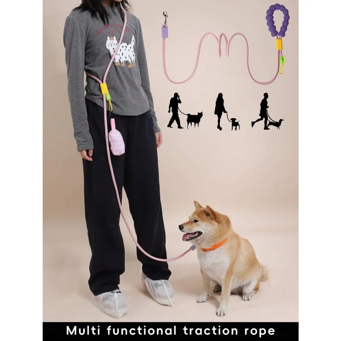 Adjustable Waist Belt Dog Leash, Anti-Explosion Handle Crossbody Rope, Running Training Jogging Outdoor Dog Leash, Multi-Use Leash, Multi-Functional Leash, Soft Handle Dog Leash, Hands-Free Dog Leash