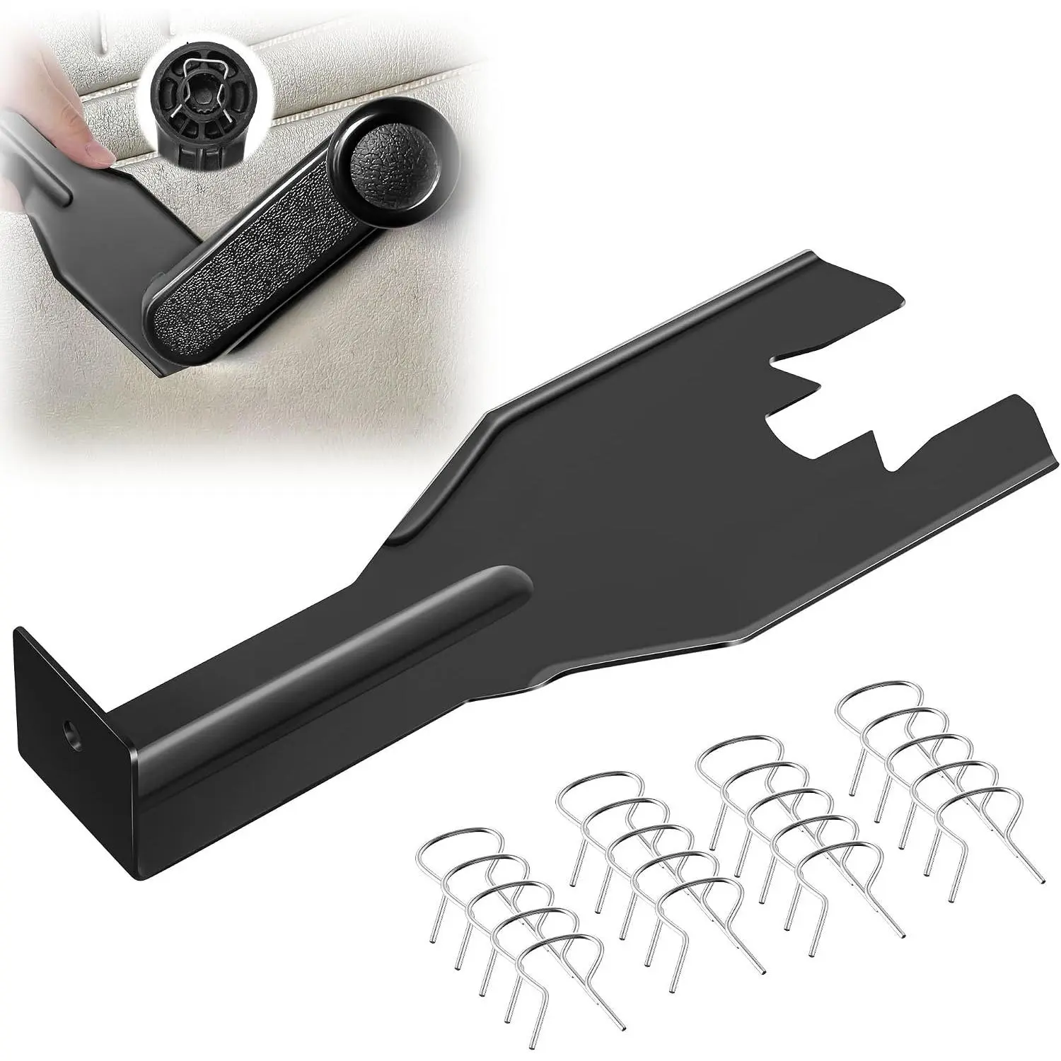 76951 Window Handle , 20 count Crank Retainer Clip Black |  Inside Door Panel Removal Metal Tool Kit,  Fit for