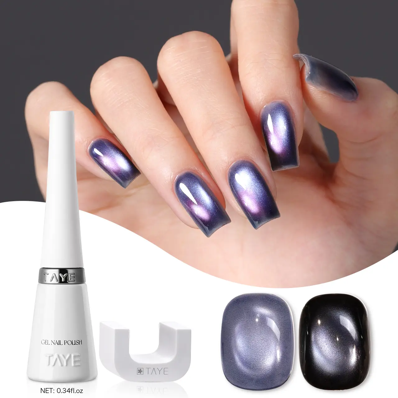 TAYE Cat Eye Gel Nail Polish, 10g—Gemstone Series Magnetic Gel Nail Polish with a Milky Way Aurora Effect. Requires UV Curing. Long-lasting (over 4 weeks). Salon-quality. Perfect for DIY Manicures at Home, Parties and Holidays.