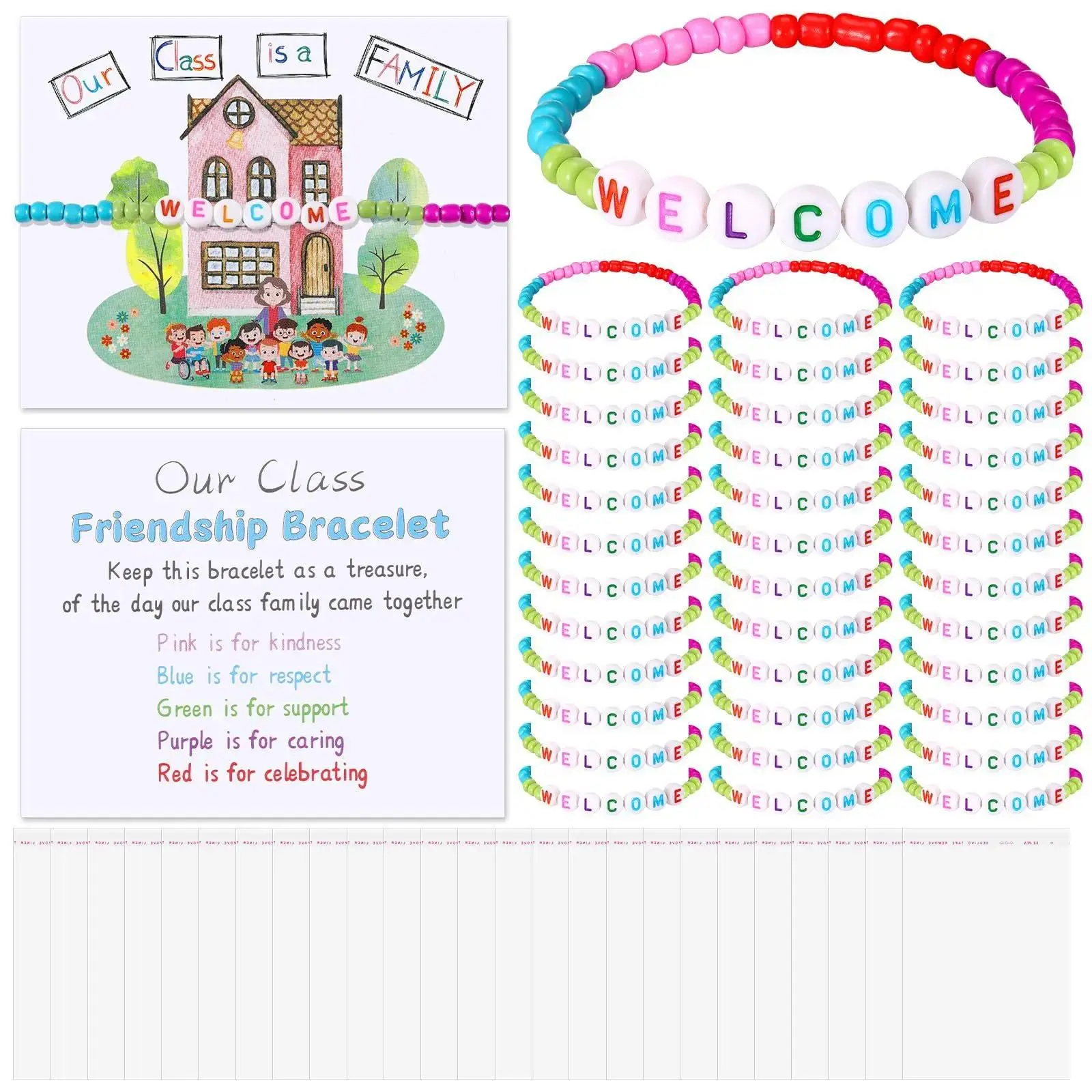Colorful Friendship Bracelet Set, Acrylic Beaded Initial Bracelets with A-Z Letter Charms, Cute BFF Jewelry Gifts for Kids, Teens & Friends