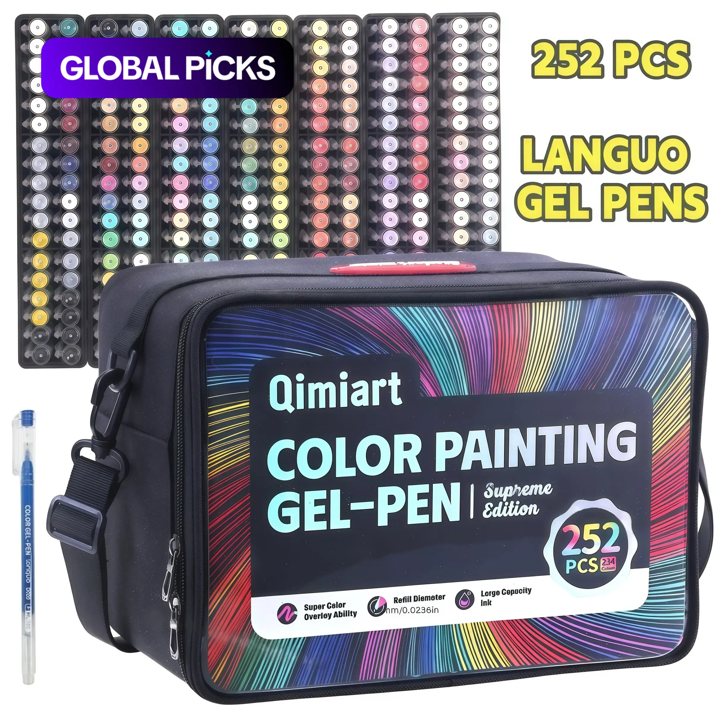 Languo 252 Gel Pen Set with Storage Case, 234 Colors, 0.6mm Fine Tip, Large Capacity Ink, Art Pens for Art Coloring, Sketching and Creative Writing #GLOBAL PICKS