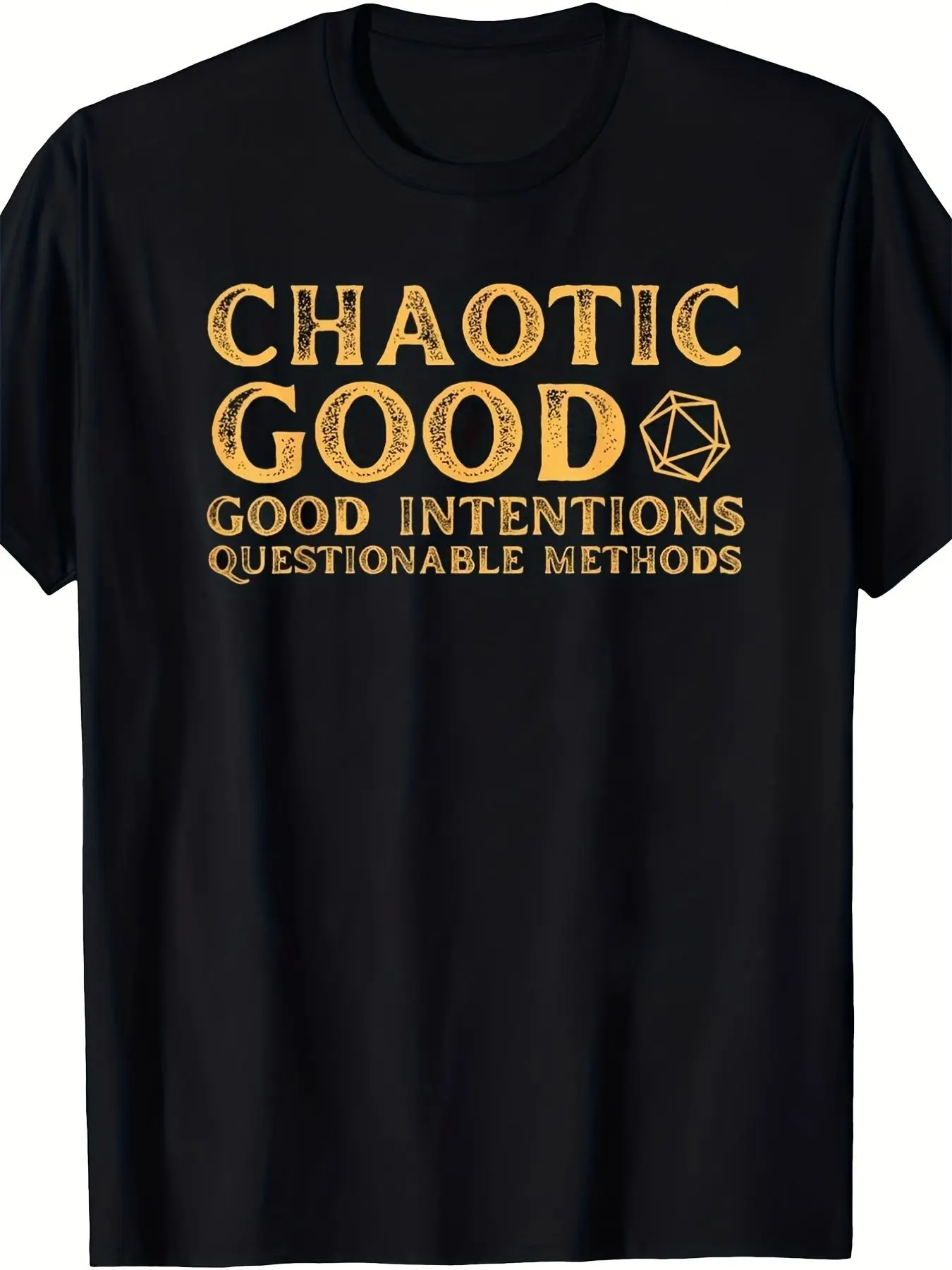 Chaos Kindness Declaration D20 Dice Graphic T-Shirt for Men Plus Size RPG Gamer Tee Vintage Gold Print Casual Daily Wear Great Gift for DND Fans,Floral,Mama,Pregnancy,oversized,tshirt,women,Custom,Enchanted,Clothing