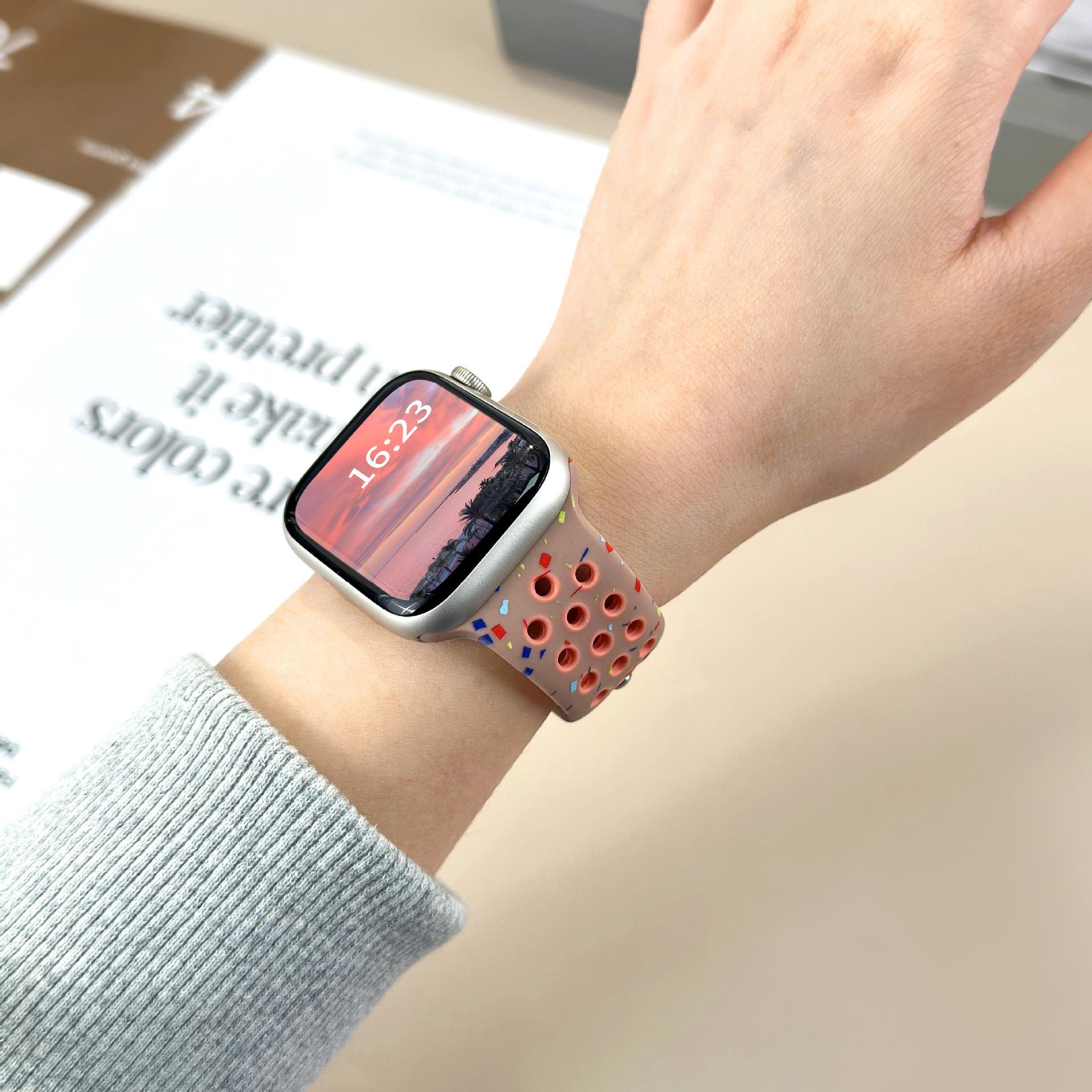 Colorful Dual-Color Silicone Watch Band, Dot Pattern Soft Waterproof Sport Replacement Strap for Smart Watch, Skin-Friendly Breathable Silicone Wristband for Men Women