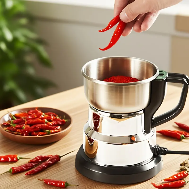 25000 RPM High Power Electric Grinder Stainless Steel Blades for Beans Nuts Spices Coffee Silver 110V US Plug Easy Clean Ideal Holiday Gift