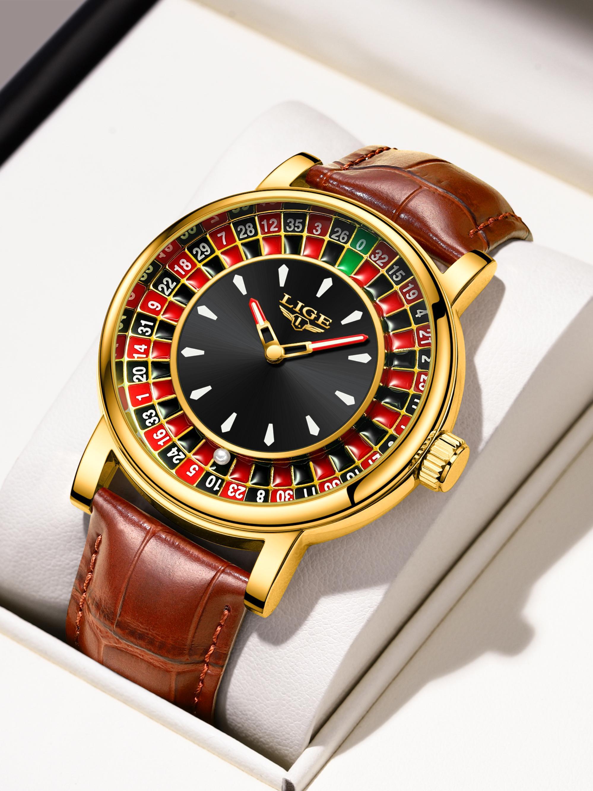 Men's Fashion Casual Round Dial Russian Roulette 12 Zodiac Theme Interactive Analog Quartz Watch, Waterproof Design for Parties and Daily Wear, Quartz Wristwatch, Quartz Analog Watches