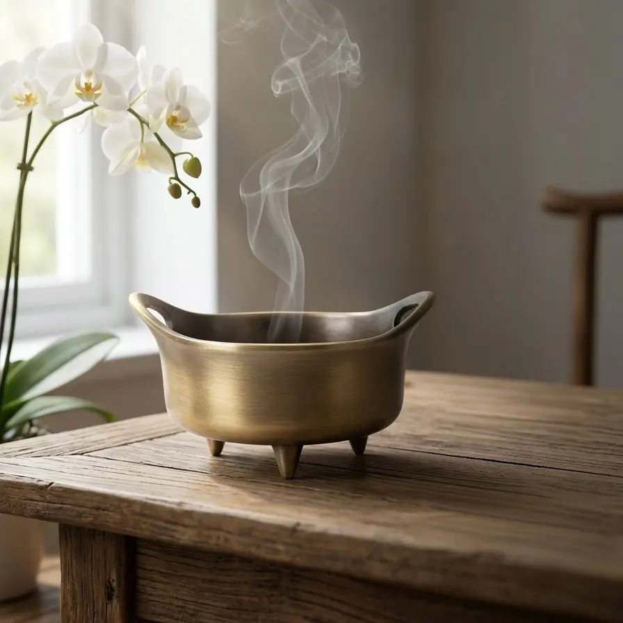Three-Legged Alloy Incense Burner, Holds Disc, Cone, and Stick Incenses, Ideal for Meditation, Yoga, Home Decor, Aromatic Display