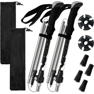 Collapsible Trekking Poles for Hiking - Lightweight Foldable Hiking Poles, 2 Pack Adjustable Aluminum Walking Sticks with for Men, Women, Kids, Seniors, Walking Poles for Backpacking, Camping, Travel