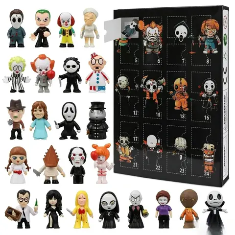 2026 Halloween Countdown Calendar, 24 Pieces Kids Collectible Decorations Figurines, Horror Characters, 24-Day Timer, for Boys Girls Adults
