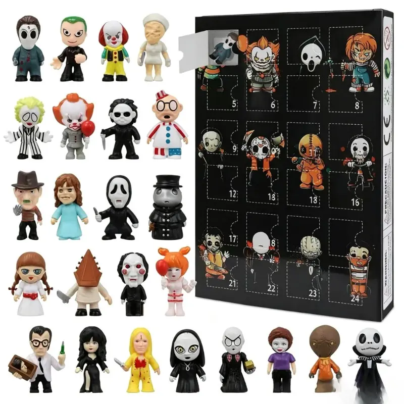 2026 Halloween Countdown Calendar, 24 Pieces Kids Collectible Decorations, Horror Characters, 24-Day Timer, for Boys Girls Adults