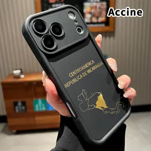 Nicaragua Gold Map Phone Case for iPhone 17 Pro Max 16 15 14 Plus 13 12 Mini 11 XR X XS Air E Matte TPU Drop-Proof Rugged Durable Soft Bumper Cover Gift for women boy