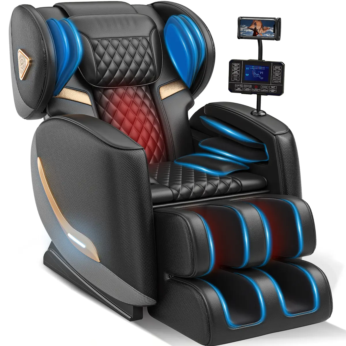 Recliner Massage Chair Full Body and Recliner, Zero Gravity Massage Chairs, 10 Fix Rollers, Airbags, Heating, Foot Massage, Auto Modes, Bluetooth Speaker and Touch Control Screen for Home and Office