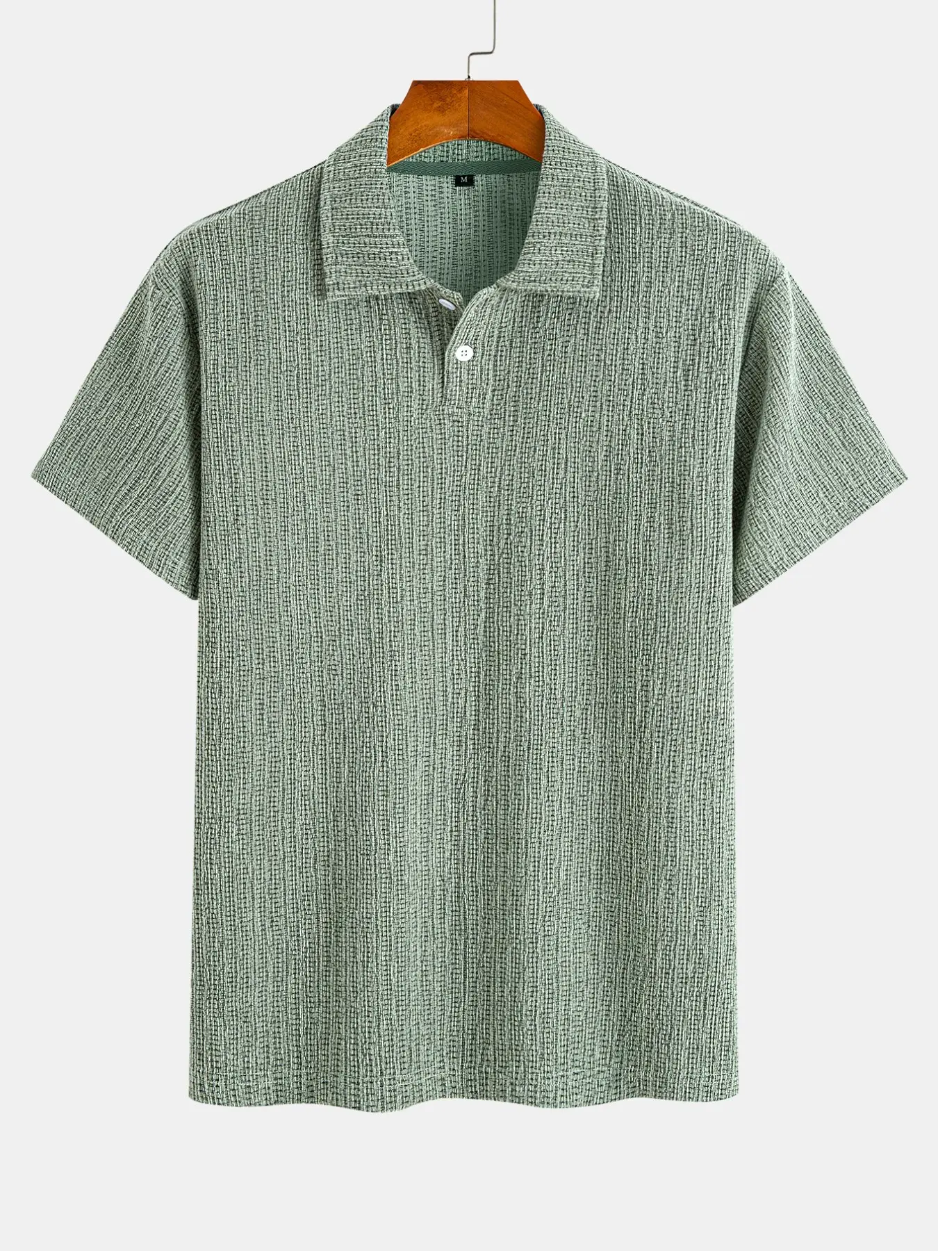 Men's Stretch Knit Jacquard Short Sleeve Polo Shirt, Classic Fit Casual Golf Polo, Comfortable Daily Wear Top for Men