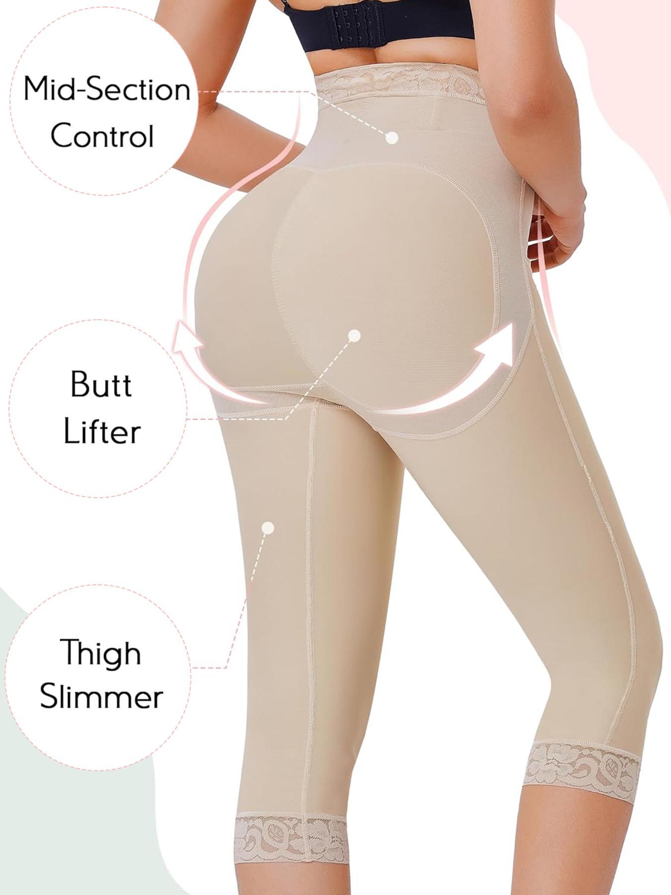 Women's Solid High Waist Contrast Lace Shapewear Bottom, Tummy Control Butt Lifting Shapewear Bottoms, High Stretch Shaper for Daily Wear, High Waist Shaperwear