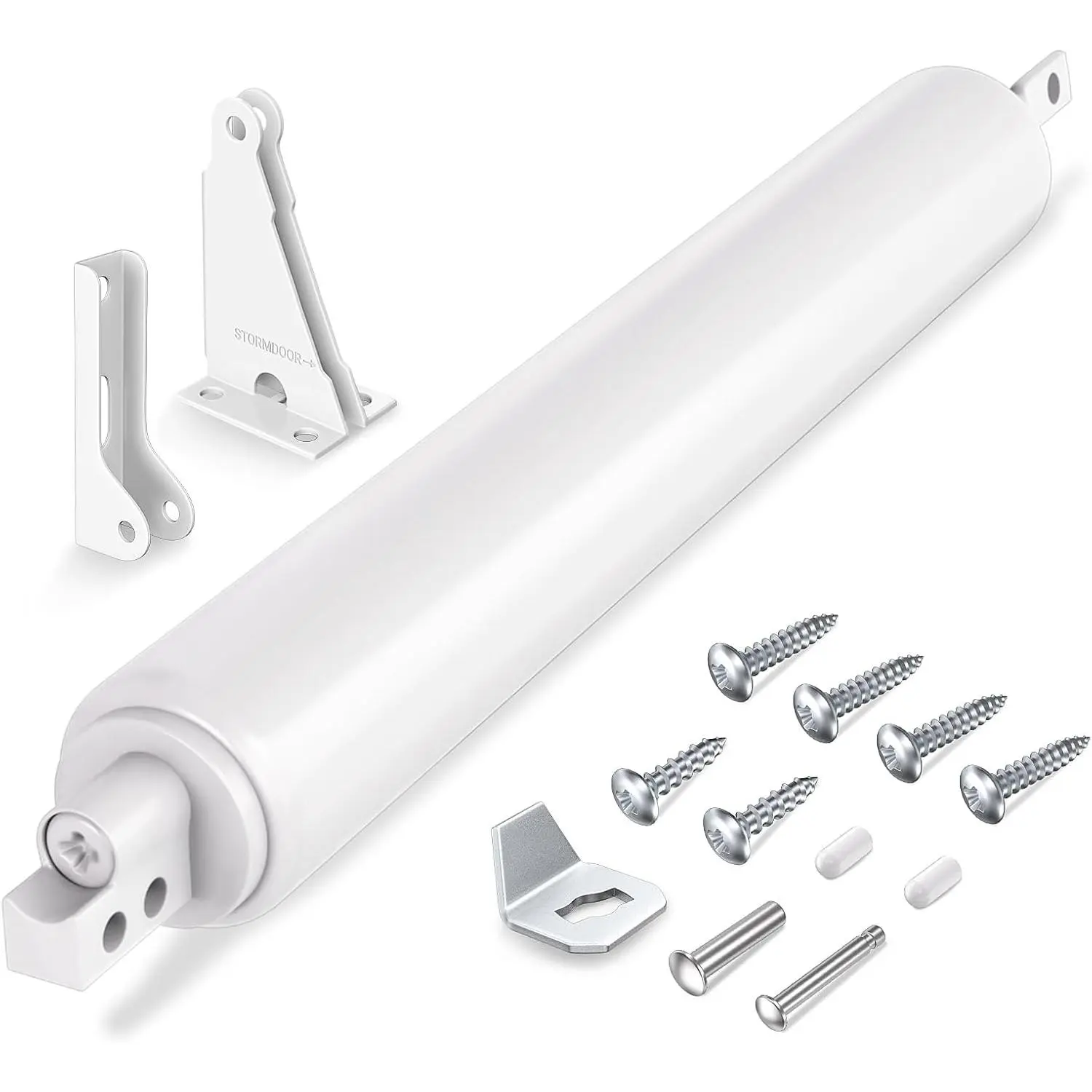 Storm Door Closer, Pneumatic Screen Door Closer with Hold Open | Adjustable Closing Speed, Hold Open Feature, Smooth Pneumatic ,  Door Bracket, Easy Installation