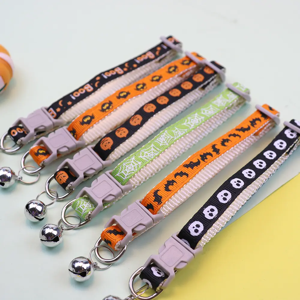 1/6PCS Halloween Pet Collar, Cute Dog & Cat Collar for Puppies, Kittens & Small Pets, Festive Holiday Neck Accessory for Halloween Parties, Christmas, Costume & Pet Photos
