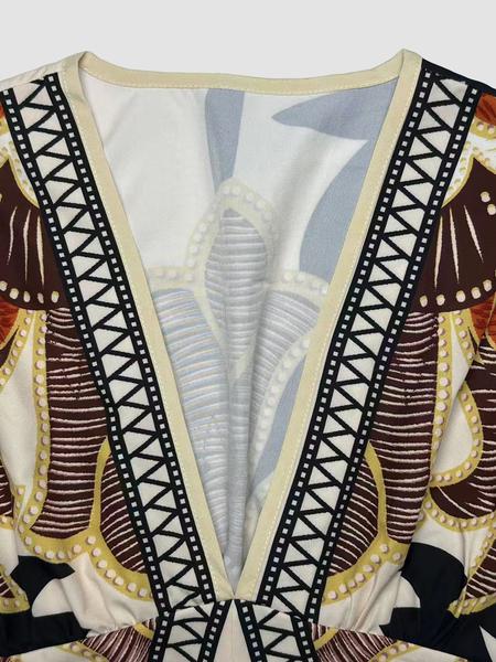 Women's All Over Print Top, Casual V Neck Top for Spring & Summer, Women's Clothing for Daily Wear, Blouse