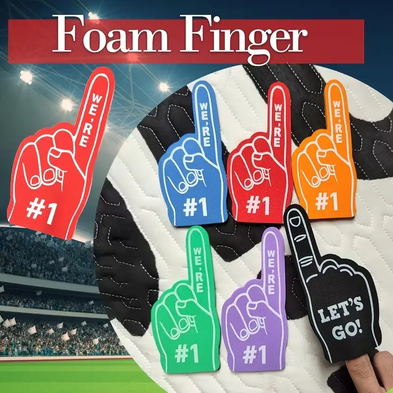 10 Foam Fingers Mini Cheerleading Finger Bed Football Fan Festival Pack 12.7cm Sports Theme Birthday Party Supplies