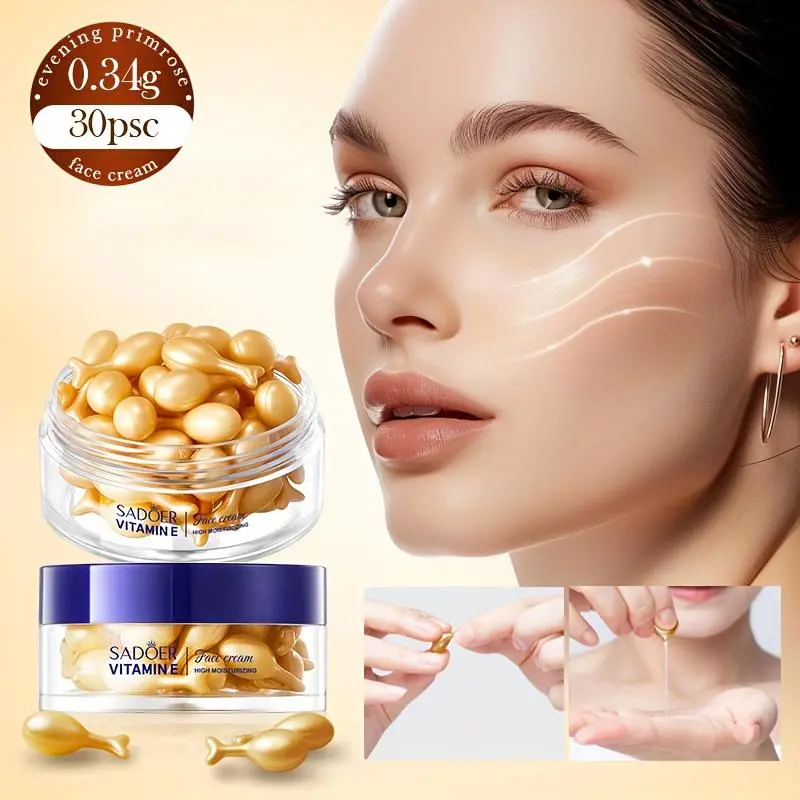30 Collagen Face Serum Capsules with Vitamin E & Aloe, Lightweight Essence for a Smooth Texture & Daily Face Care, Serums For Face