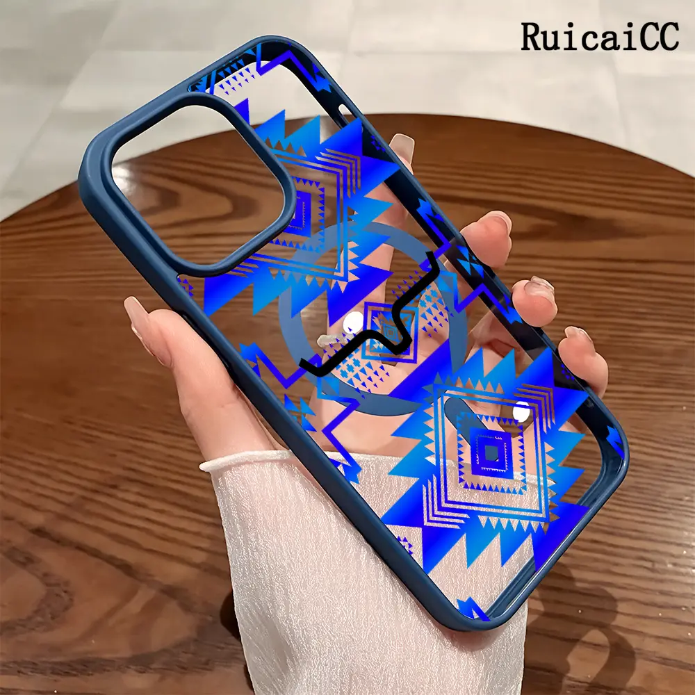 Premium Magnetic Phone Cases for iPhone11/12/13/14/15/16//17/Air/promax/Plus Western Aztec Geometric Bull Head y2k cased MagSafe Ready, Anti-Fall, Springtok and Ultra-Thin Design | Perfect for Everyday Use Screen Protector Resistance Shockproof Smartphone